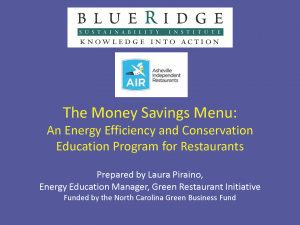 Green Restaurant Initiative Asheville - Cover Slide